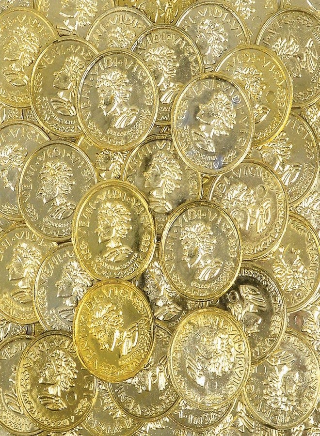 موزلي عملات بلاستيكية ذهبية مزيفة من موزلي - كمية كبيرة من النقود المزيفة، رموز ألعاب تظاهرية ليوم القديس باتريك، أو حفلات الكازينو أو حفلات ماردي غرا، أو لوازم فخ وعاء الذهب الخاص بالجني الأيرلندي للأطفال (مجموعة من 144 قطعة) - Image 4